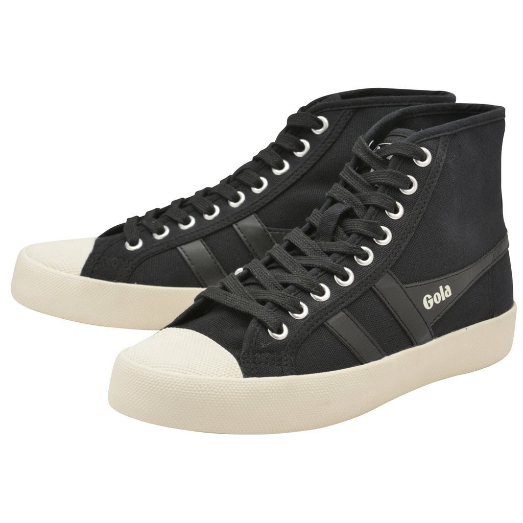 Gola Vegan Classics Coaster High Sneakers Mustat Valkoinen Suomi | WXFPSV396