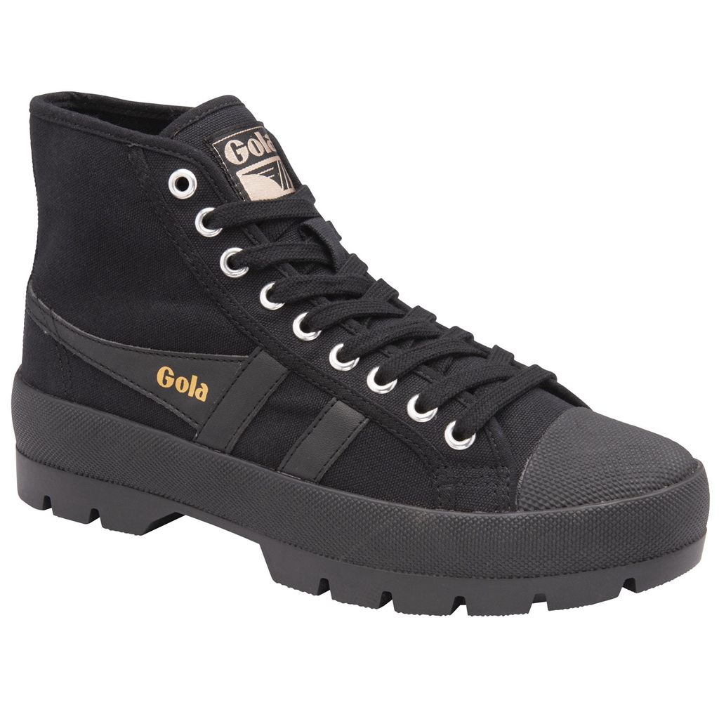Gola Vegan Classics Coaster Peak High Sneakers Mustat Mustat Mustat Suomi | SJQBAD362