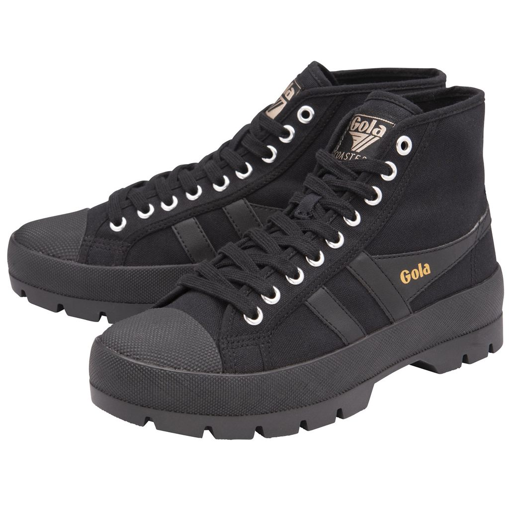 Gola Vegan Classics Coaster Peak High Sneakers Mustat Mustat Mustat Suomi | SJQBAD362