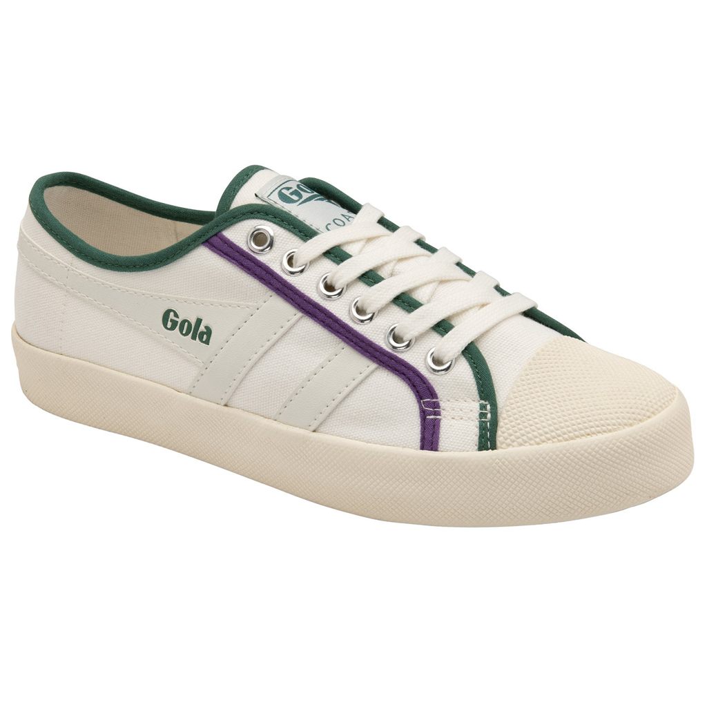 Gola Vegan Classics Coaster Smash Shoes Valkoinen Tummanvihreä Violetit Suomi | GOXVMK064