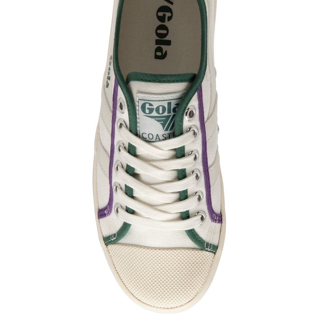 Gola Vegan Classics Coaster Smash Shoes Valkoinen Tummanvihreä Violetit Suomi | GOXVMK064